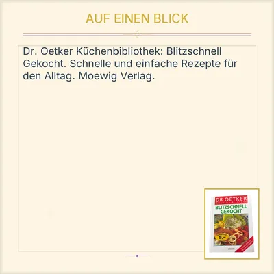 Dr. Oetker Küchenbibliothek Blitzschnell Gekocht - Moewig Kochbuch