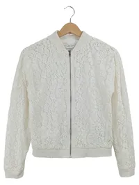 Costes Damen Bomberjacke Gr. 34 XS Weiß Spitze Florales Muster Feminin 1