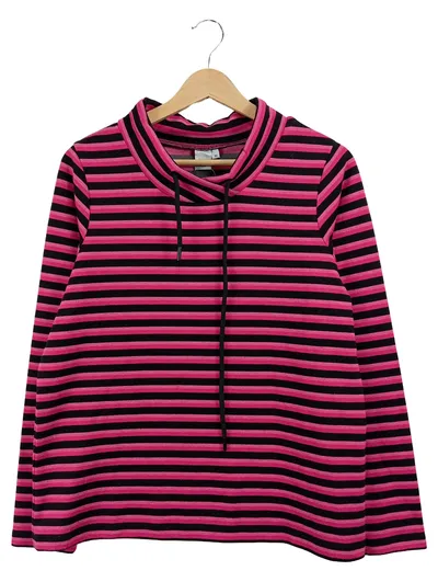 LIBERTY WOMAN Pullover Damen Gr. 38 M Pink Gestreift Stehkragen