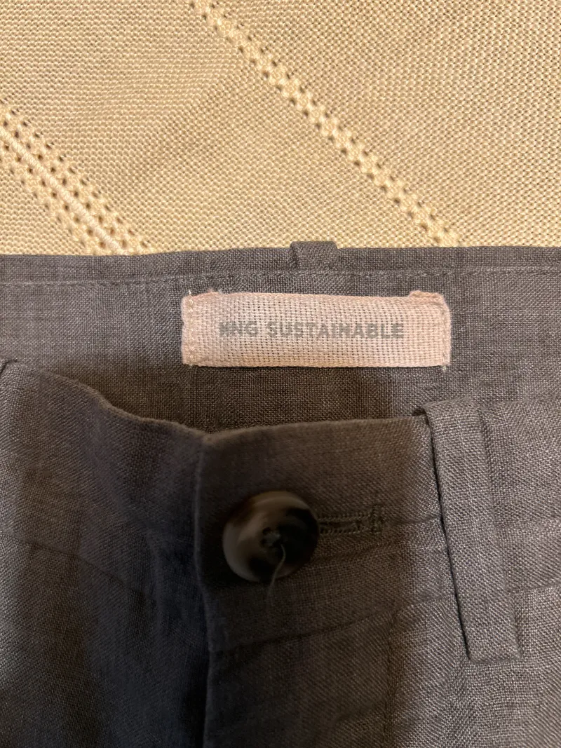 Mango Herren Stoffhose Leinen Oliv Gr. 38 W29 Casual Chino 2