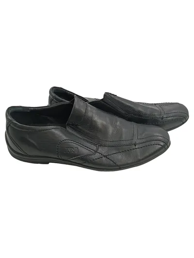 AM Shoe Company Herren Slipper Mokassin Leder Schwarz Gr. 46