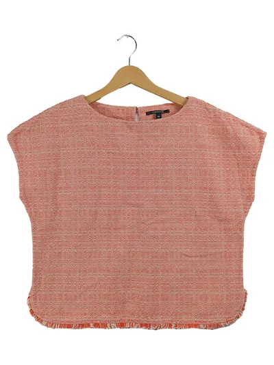Comma Damen Top Orange Meliert Fransen Gr. 38 M Casual Freizeit