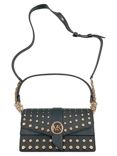 Michael Kors Damen Henkeltasche Schultertasche Leder Schwarz Nieten