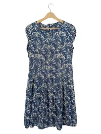 Marc O'Polo Damen Freizeitkleid Gr. 42 Blau Weiß Muster Viskose 1