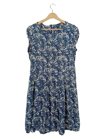 Marc O'Polo Damen Freizeitkleid Gr. 42 Blau Weiß Muster Viskose