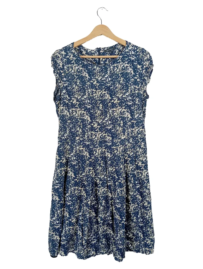 Marc O'Polo Damen Freizeitkleid Gr. 42 Blau Weiß Muster Viskose 1