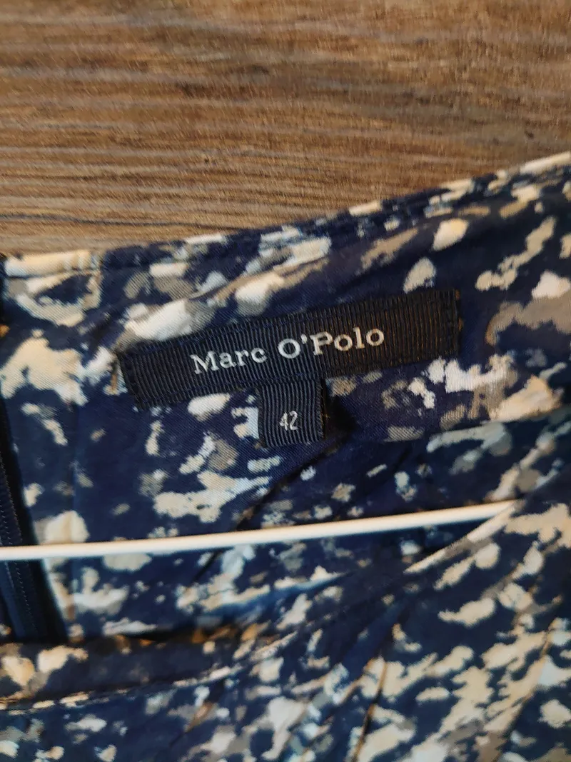 Marc O'Polo Damen Freizeitkleid Gr. 42 Blau Weiß Muster Viskose 3
