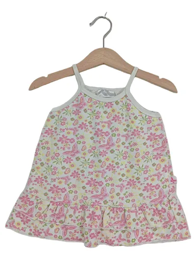 Fancy Forest Sommerkleid Mädchen Gr. 74 Weiß Blumenmuster Rüschen