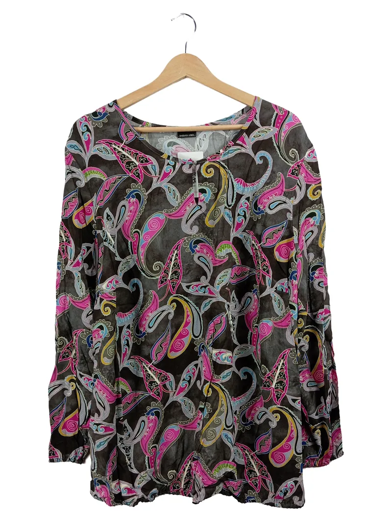 Barbara Lebek Bluse Damen Gr. 50 Mehrfarbig Paisley Viskose Langarm 2