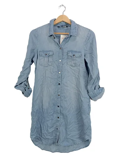 Vero Moda Damen Jeanskleid Hemdkleid Blau Gr. 34 XS Casual Lyocell