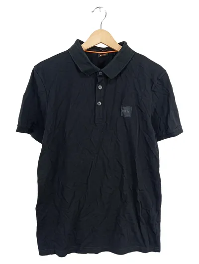 BOSS Herren Poloshirt Schwarz Gr. 50 L Casual Kurzarm Logo