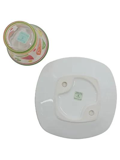 PartyLite Tasse und Unterteller Früchte Design Mehrfarbig Porzellan 15 cm