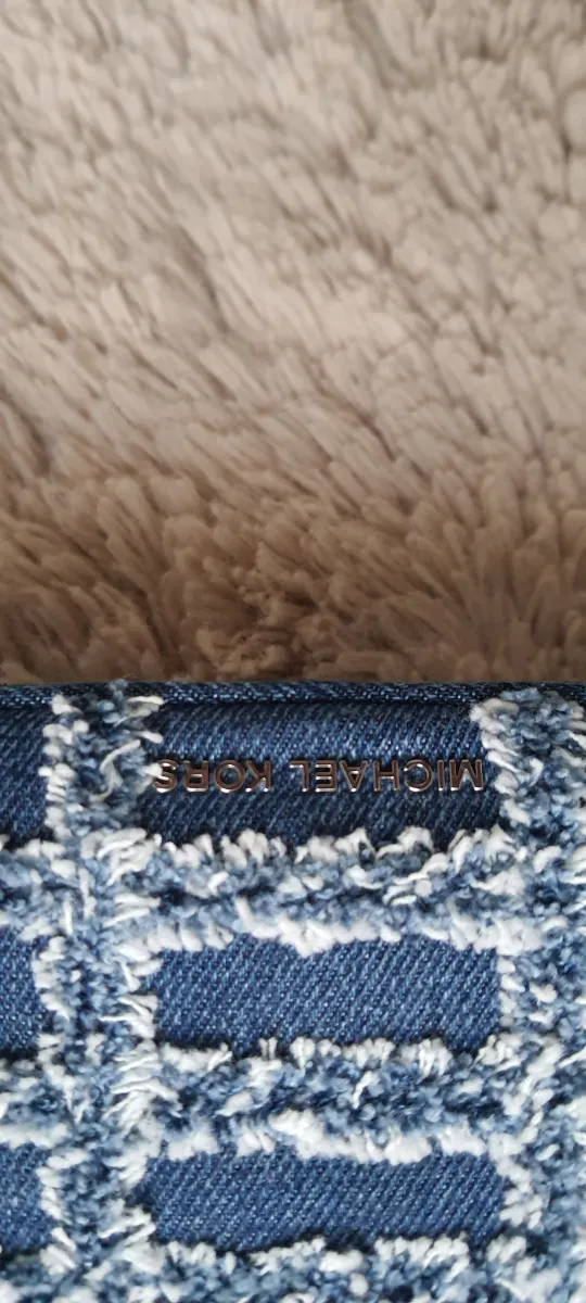 Michael Kors Damen Umhängetasche Denim Frayed Shoulder Bag Blau Kariert 3