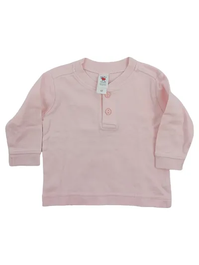 C&A Baby Club Mädchen Langarmshirt Rosa Gr. 62 Knopfleiste Basic