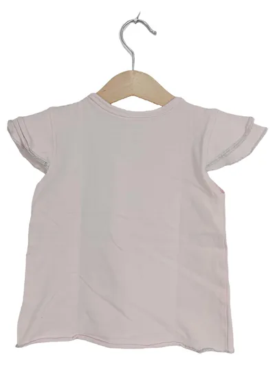 Hello Kitty Kinder T-Shirt Rosa Gr. 86 Kurzarm Rüschen Glitzer