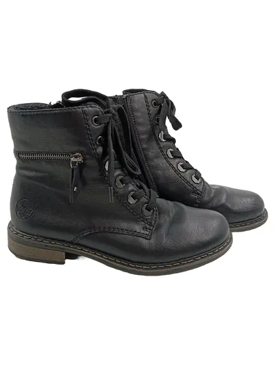 Rieker Damen Schnürstiefel Stiefel Schwarz Casual Gr. 37