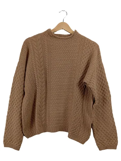 Jumper 1234 Damen Pullover Gr. 40 Braun Zopfstrick 100% Baumwolle