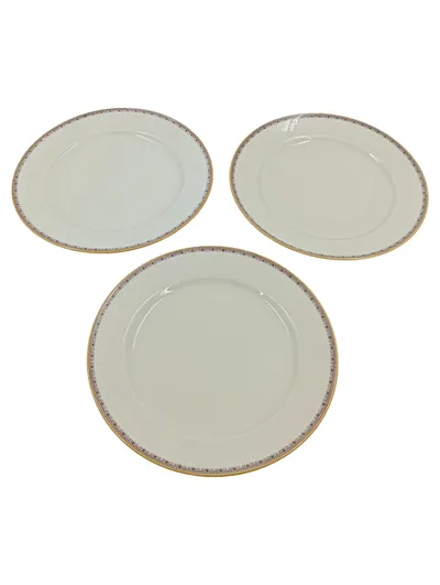 3x Eschenbach Elfenbein Essteller 19 cm Porzellan Weiß Goldrand Klassisch