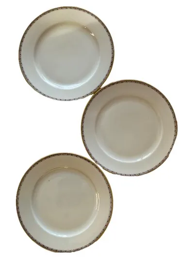 3x Eschenbach Elfenbein Essteller 19 cm Porzellan Weiß Goldrand Klassisch