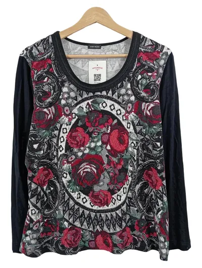 Gerry Weber Damen Pullover Gr. 38 M Mehrfarbig Blumenmuster Langarm