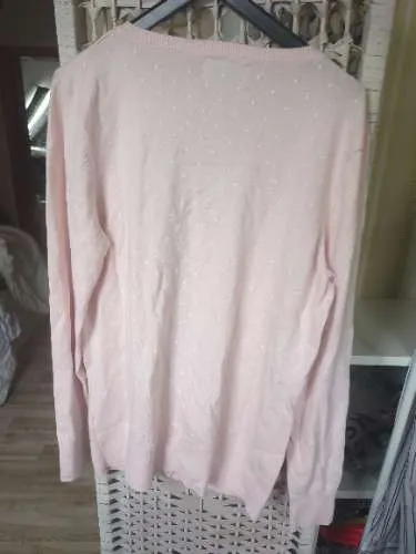C&A The Basics Damen Strickjacke Rosa Gr. L Punkte Baumwolle