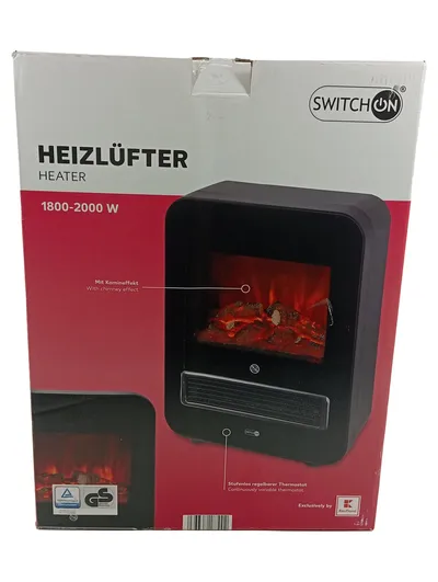 SWITCH ON HE-FB-01 Heizlüfter Kamineffekt 2000W Elektroheizung Schwarz