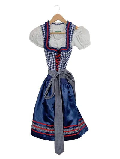 Edelheiß Dirndl Trachtenkleid Damen Blau Kariert Gr. 34