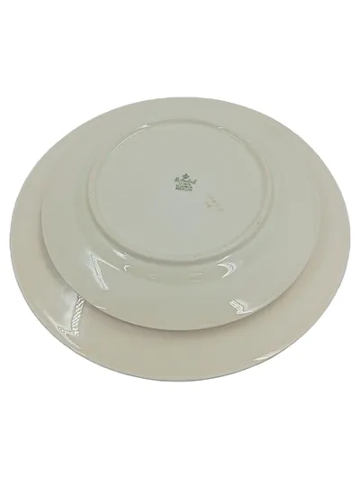 Eschenbach Elfenbein Porzellan Essteller 2er Set Beige Goldrand Klassisch
