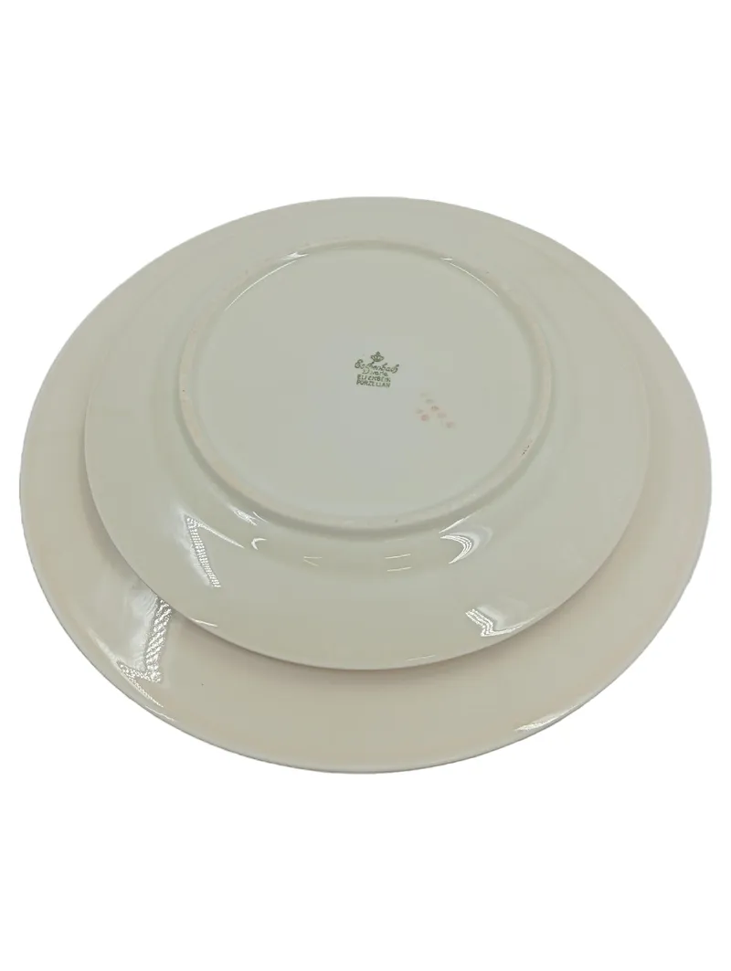 Eschenbach Elfenbein Porzellan Essteller 2er Set Beige Goldrand Klassisch 2