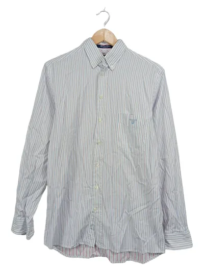 GANT Herren Business Hemd Gr. 46 S Mehrfarbig Gestreift Baumwolle