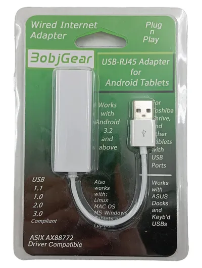 BobjGear USB-RJ45 Ethernet LAN Netzwerk Adapter für Android Tablets Weiß