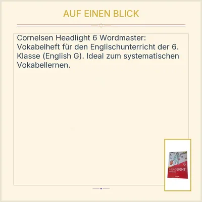 Cornelsen Headlight 6 Wordmaster Englisch G Schulbuch Unterricht