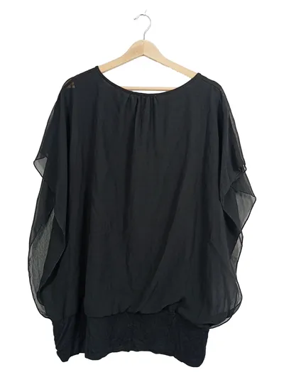 Thea 42+ / Thea Damen Chiffon Top Schwarz Gr. 46 Elegant