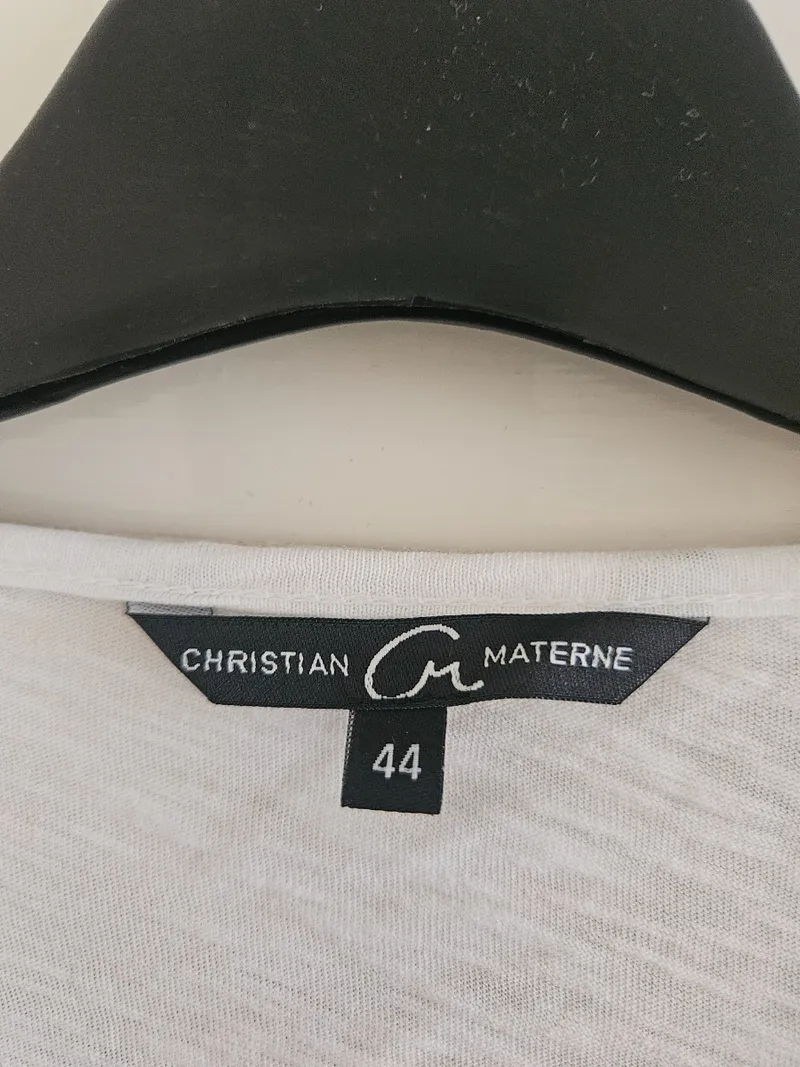 Christian Materne Damen Langarmshirt Weiß Gr. 44 XXL Print Strass Casual 3