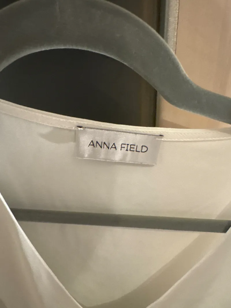 Anna Field Damen Bluse Weiß Gr. 36 S V-Ausschnitt 3, 4-Arm Klassisch 2