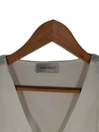 Anna Field Damen Bluse Weiß Gr. 36 S V-Ausschnitt 3, 4-Arm Klassisch 4