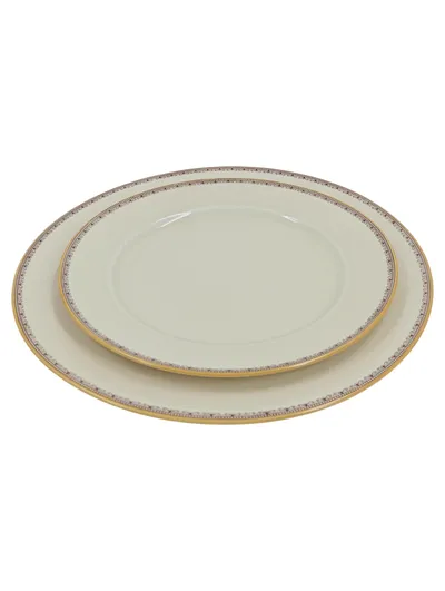 Eschenbach Kuchenteller 2er Set Elfenbein Porzellan Beige Goldrand Klassisch