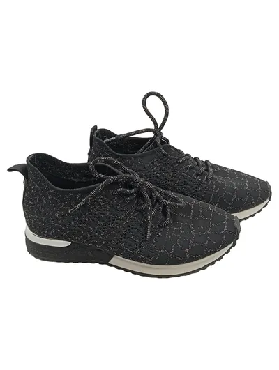 La Strada Damen Sneaker Low Schwarz Gr. 37 Textil Glitzer Casual