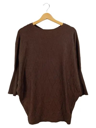 Freequent Damen Pullover Braun Gr. 40 L Strukturmuster Casual