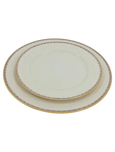 Eschenbach Kuchenteller 2er Set Elfenbein Porzellan Goldrand Beige Klassisch