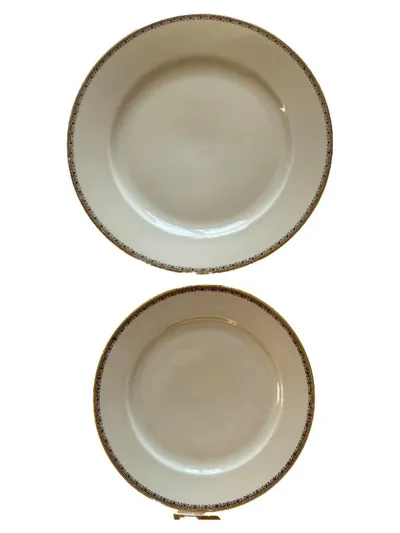 Eschenbach Kuchenteller 2er Set Elfenbein Porzellan Goldrand Beige Klassisch