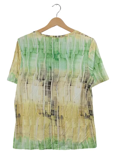 FRANK WALDER Damen T-Shirt Gr. 44 XXL Mehrfarbig Abstrakt Viskose Casual