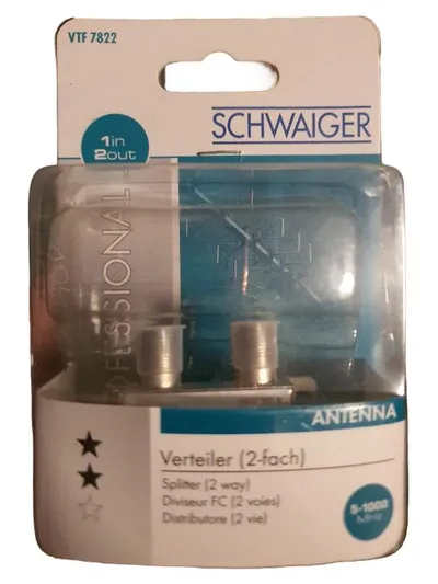 SCHWAIGER Antennen Verteiler 2-fach VTF 7822 Splitter 5-1000 MHz Silber