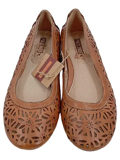 Pikolinos Damen Ballerinas Leder Lochmuster Braun Gr. 37