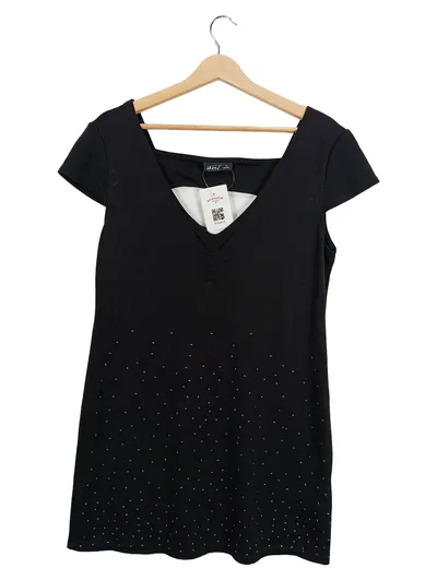 OKAY Damen Cocktailkleid Kleines Schwarzes Gr. 44 Schwarz Strass Cut-Out
