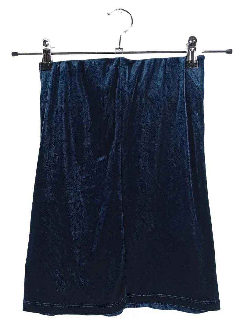ABOUT YOU Minirock Damen Gr. 36 Blau Samt-Optik Raffung Schnallen 3