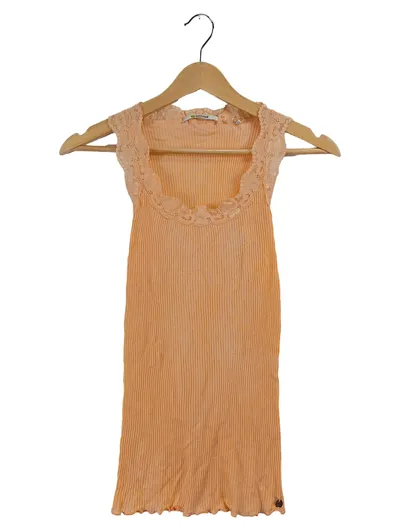 Rich & Royal Damen Top Tanktop Gr. 36 S Orange Rippstrick Spitze
