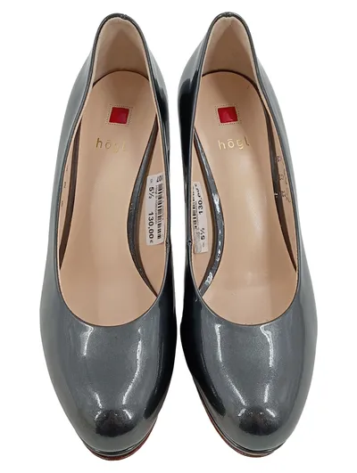 Högl Damen Pumps Lackleder High Heel Grau Gr. 38.5 Elegant