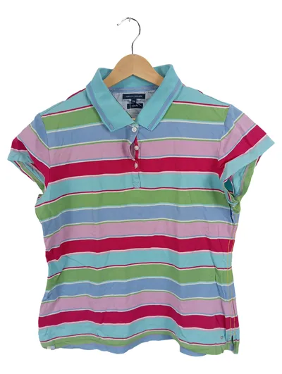 Tommy Hilfiger Damen Poloshirt Gestreift Slim Fit Gr. XXL Mehrfarbig