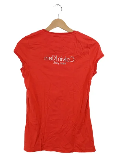 Calvin Klein Damen T-Shirt York Logo Rot Gr. 36 S Strass Casual